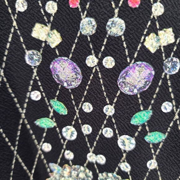 Zara Basic Jewel Print V Neck Shift Dress Black XL - Picture 6 of 11